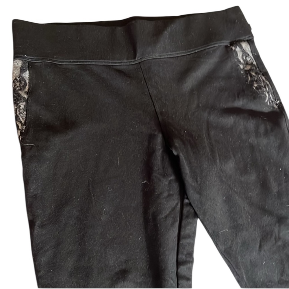 Marc New York large black thick winter leggings lace insert at hip and ankle